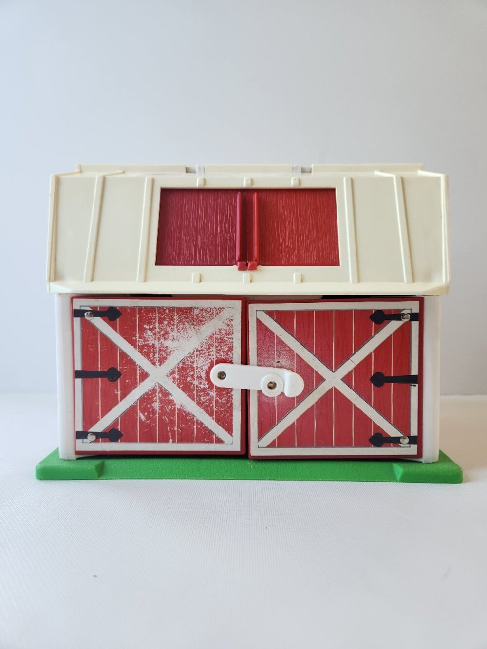Fisher Price Vintage Farm Barn Playset Red White Folding Toy Barn Pretend Play